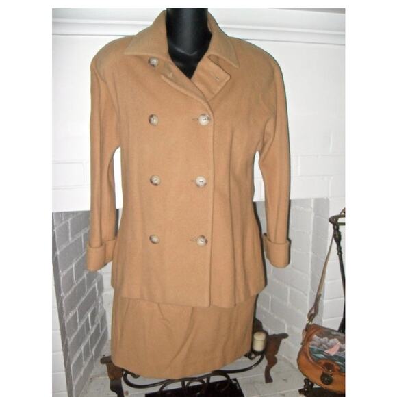 VINTAGE UNWORN 80'S RALPH LAUREN CAMEL 100% CASHMERE SKIRT & JACKET SUIT - Picture 6 of 10